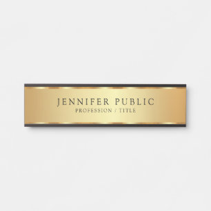 Custom Text Luxe Trendy Black & Gold Professional Door Sign