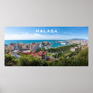 Custom Text Malaga Spain Areal Photograph Poster