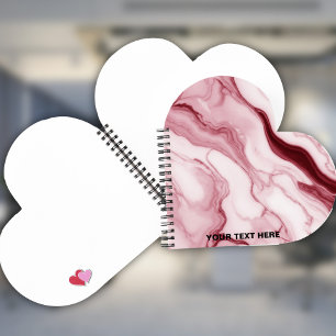 Custom Text - Marble Pattern Heart Notebook