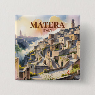 Custom Text Matera Italy Travel Sassi di Matera 15 Cm Square Badge