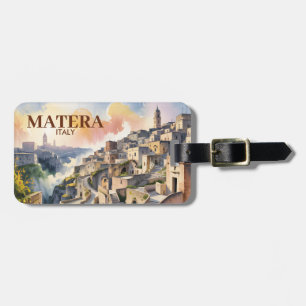 Custom Text Matera Italy Travel Sassi di Matera Luggage Tag