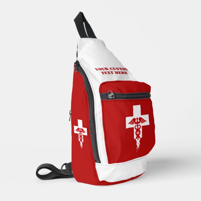 Custom Text Medical Professional Sling Bag (Left Corner)