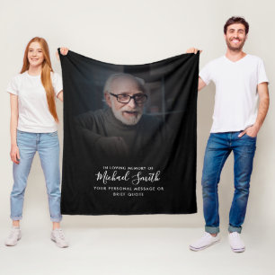 Custom Text Memorial Tribute Photo Fleece Blanket