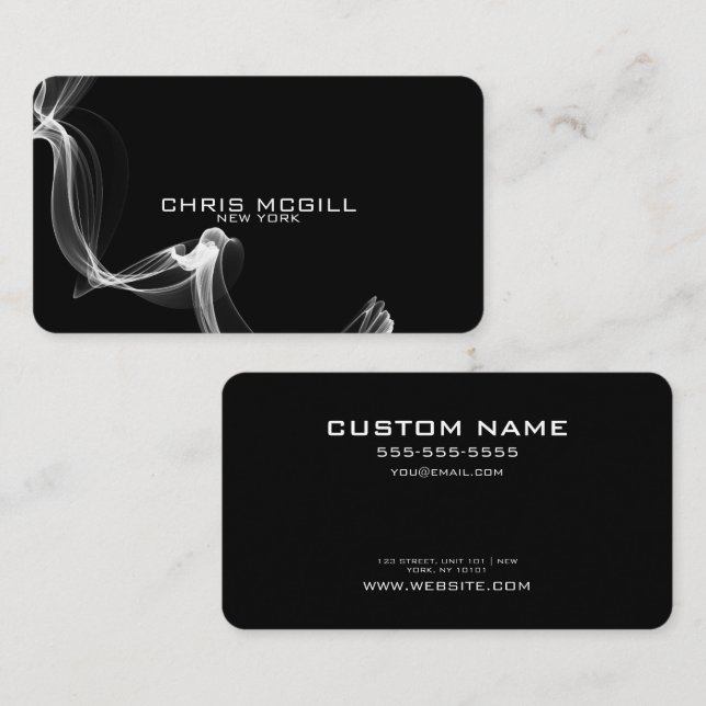 CUSTOM TEXT - Minimalist Black Glow Smoke Business Card (Front/Back)