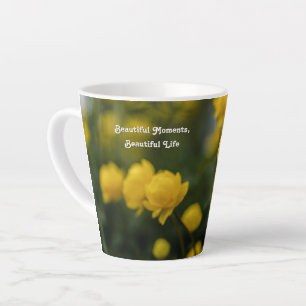 Custom text & modern aesthetic soft floral latte mug