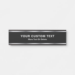 Custom Text Modern Black & Silver Glamorous Luxury Door Sign
