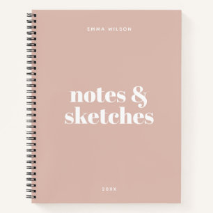 Custom Text Modern Bright Purple Sketch Blush Notebook