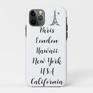 Custom text modern design trendy paris black white Case-Mate iPhone case