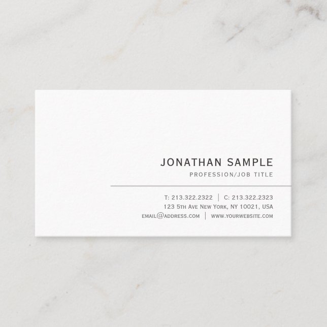 Custom Text Modern Elegant Minimalist Professional Business Card (Front)