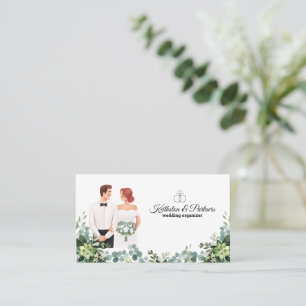 Custom text Modern Floral wedding Business Card