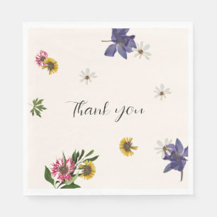 Custom Text Modern Lilac Floral Thank You Napkins