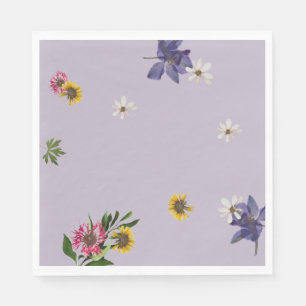 Custom Text Modern Lilac Fuschia Floral Napkin