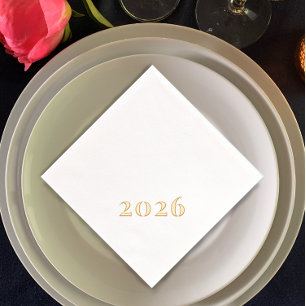 Custom Text Modern New Year 2026 Party Gold Foil Napkins