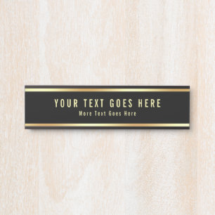 Custom Text Modern Simple Template Black And Gold Door Sign