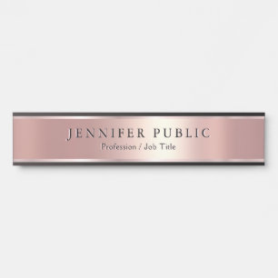 Custom Text Modern Template Luxury Rose Gold Name Door Sign