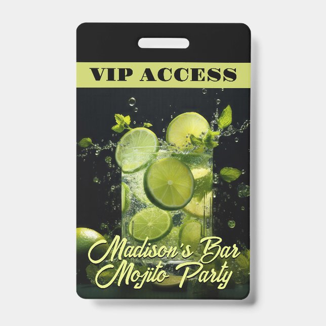 Custom Text Mojito Cocktail ID Badge (Front)
