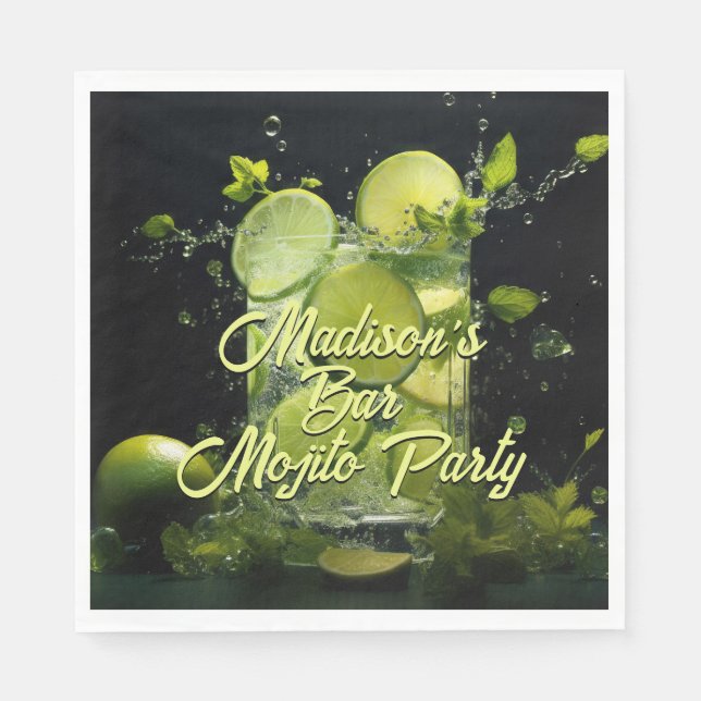 Custom Text Mojito Cocktail Napkin (Front)