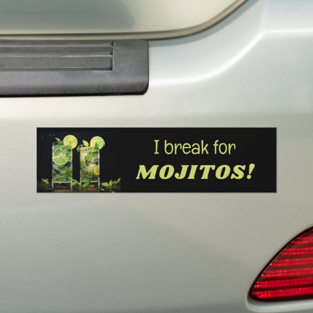 Custom Text Mojito Cocktails Bumper Sticker (On Car)