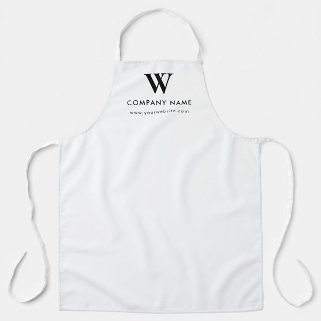 Custom Text Monogram Website Personalized White Apron (Front)