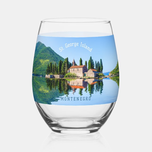 Custom Text Montenegro Stemless Wine Glass (Front)