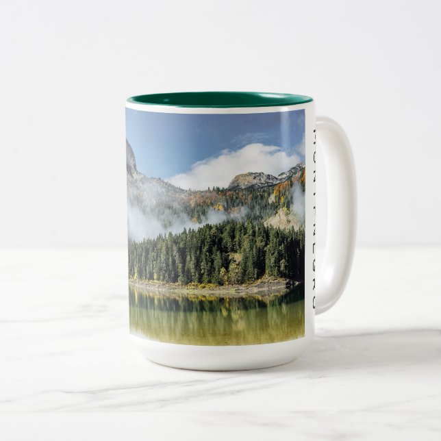 Custom Text Montenegro Two-Tone Coffee Mug (Front Right)