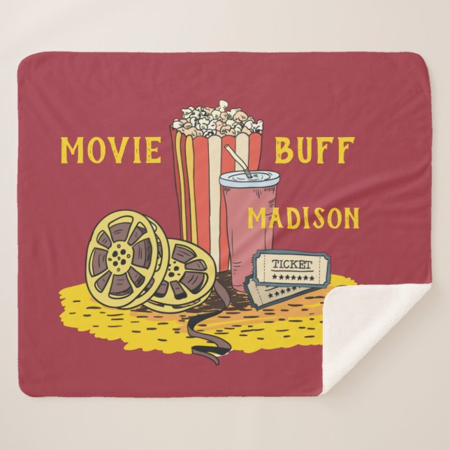 Custom text Movie Buff Sherpa Blanket (Front (Horizontal))