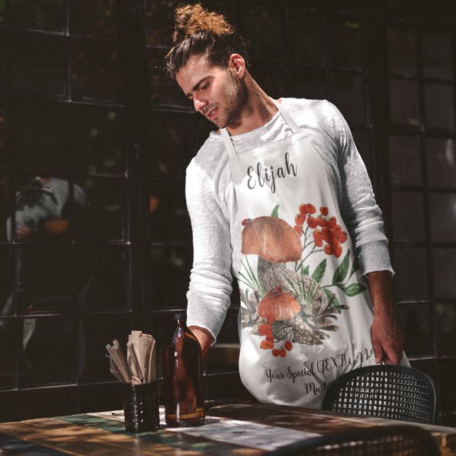Custom Text Mushroom Lover Apron (Creator Uploaded)