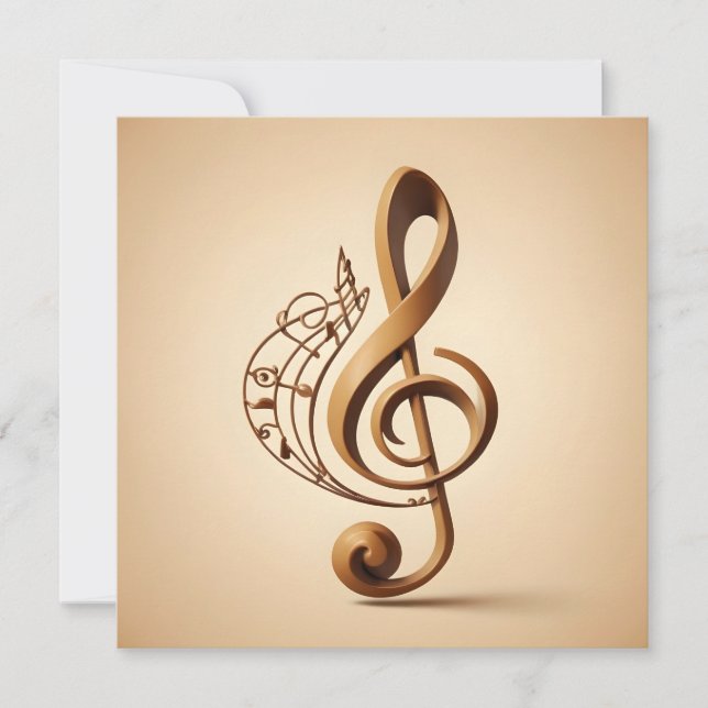 Custom Text Musical Clef Note Card (Front)