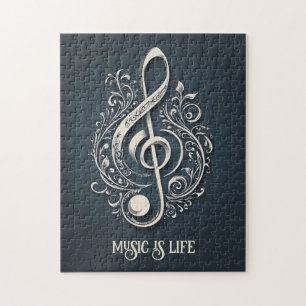 Custom Text Musical Clef Note Jigsaw Puzzle