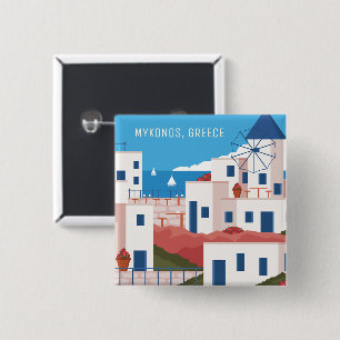 Custom Text Mykonos Greece 15 Cm Square Badge