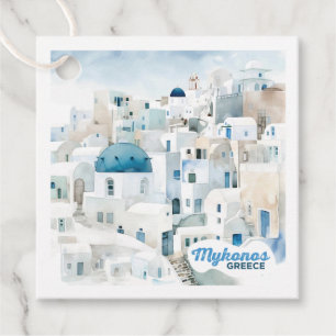Custom Text Mykonos Greece Favour Tags