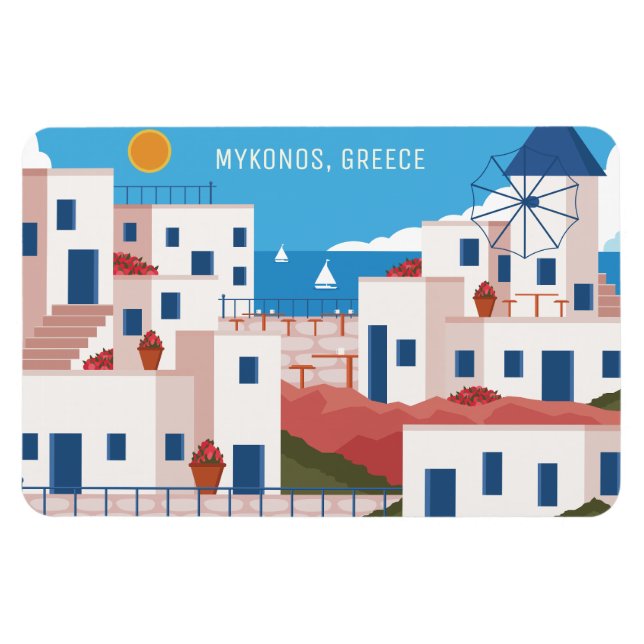 Custom Text Mykonos Greece Magnet (Horizontal)