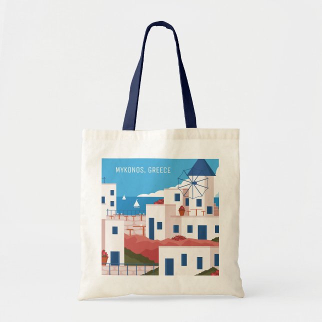 Custom Text Mykonos Greece Tote Bag (Front)
