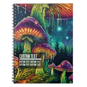 Custom Text Mystical Fungi Nightscape Vibrant Notebook