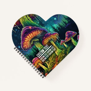 Custom Text Mystical Mushroom Grove Heart Journal