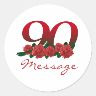 Custom text name 90th birthday number classic round sticker