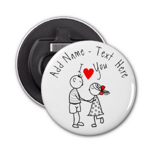 Custom Text Name Bottle Opener Couple Love