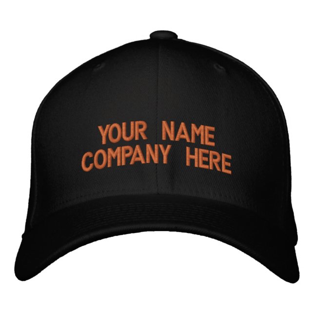 Custom Text Name Embroidered Baseball Cap Example (Front)