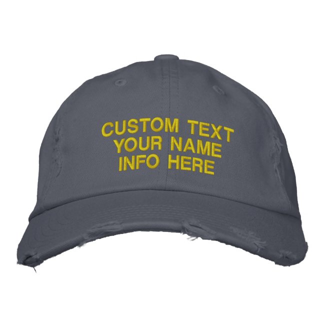 Custom Text Name Embroidered Baseball Hat Example (Front)