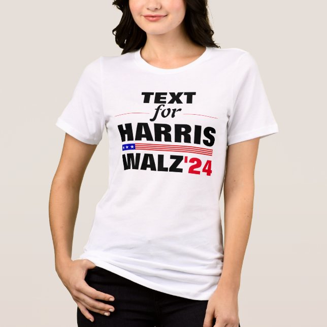 Custom Text Name for Harris Walz 2024 Election Tri-Blend Shirt (Front)