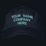 Custom Text Name Hat Embroidered Cap Your Colours<br><div class="desc">Choose Fonts and Colours - Design Your Own Easy Personalised Promotional Business Embroidered Baseball Hats with Custom Text - Add Your Text - Name - Company / Number / Letter / Slogan - Tagline / or Website , Phone , E-mail , Social Media Handle , Address , Logo - Photo...</div>