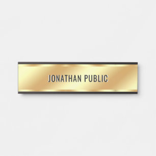 Custom Text Name Luxury Black & Gold Home House Door Sign