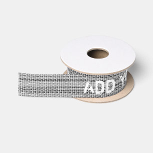 Custom Text , Name Ribbon - Faux Grey Fabric Satin Ribbon