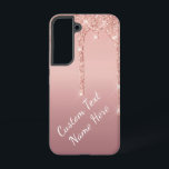 Custom Text Name Rose Gold Blush Glitter Drips Samsung Galaxy Case<br><div class="desc">Custom Text Rose Gold Blush Glitter Sparkle Drips Pink Wedding or Party Supplies / Gift - Add Your Unique Text / Name or Remove Text - Make Your Special Gift - Resize and move or remove and add text / elements with customisation tool. Design by MIGNED. Please see my other...</div>