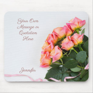 Custom text & name Roses mouse pad