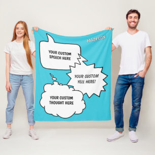 Custom Text & Name Speech Bubbles Fleece Blanket