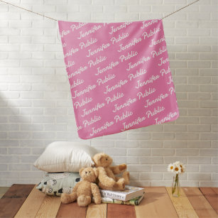 Custom Text Name Surname Pink Template Trendy Baby Blanket