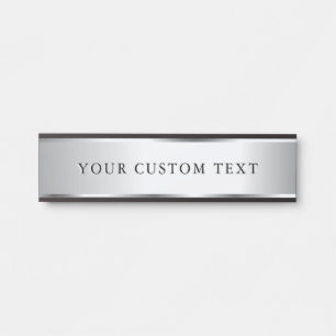 Custom Text Name Template Black & Silver Elegant Door Sign
