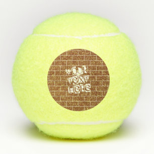 Custom Text Name Tennis Balls with Brick Wall