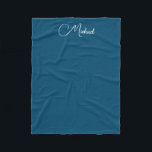 Custom Text Names Add Photo Picture Template Small Fleece Blanket<br><div class="desc">Custom Trendy Create Your Own Template Upload Image Photo Add Calligraphed Script Name or Text Ocean Blue & White Small Fleece Blanket.</div>